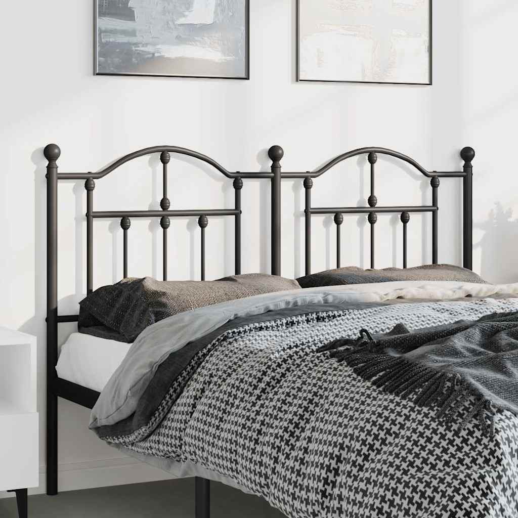 vidaXL Tăblie de pat metalică, negru, 150 cm