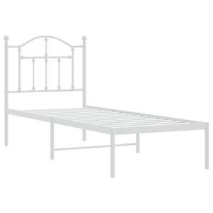 Kovový rám postele bez matrace s čelem bílý 75 x 190 cm - obrázek 3