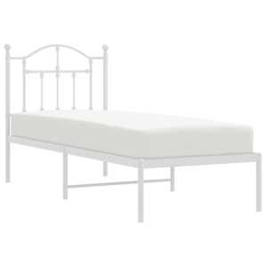 Kovový rám postele bez matrace s čelem bílý 75 x 190 cm - obrázek 4