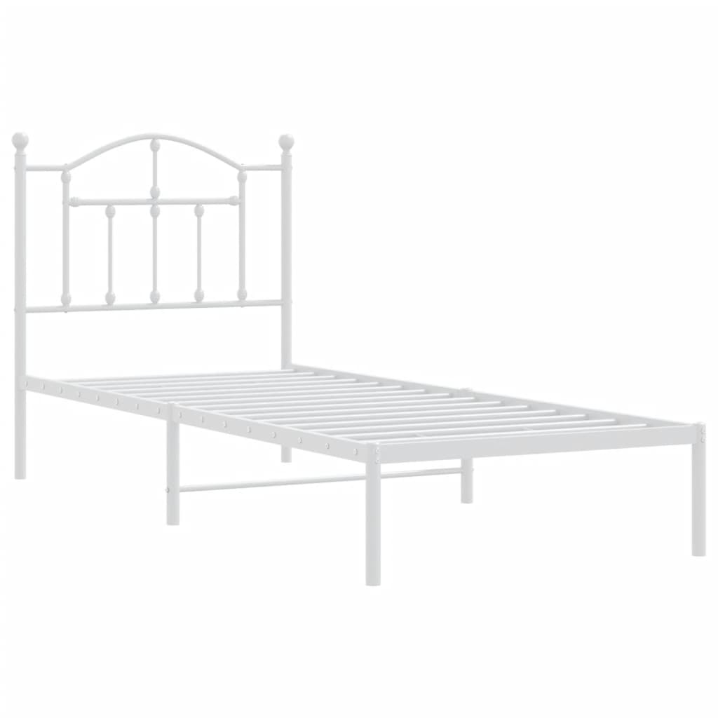 vidaXL Bedframe met hoofdbord metaal wit 90x190 cm afbeelding