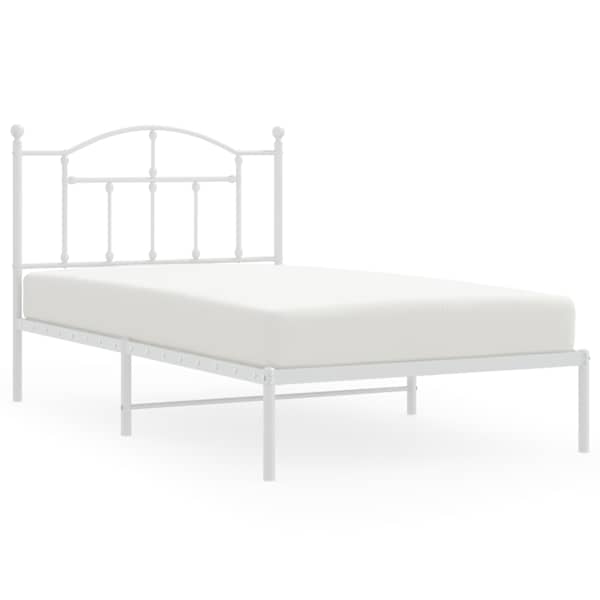 vidaXL metallist voodiraam peatsiga, valge, 100 x 190 cm