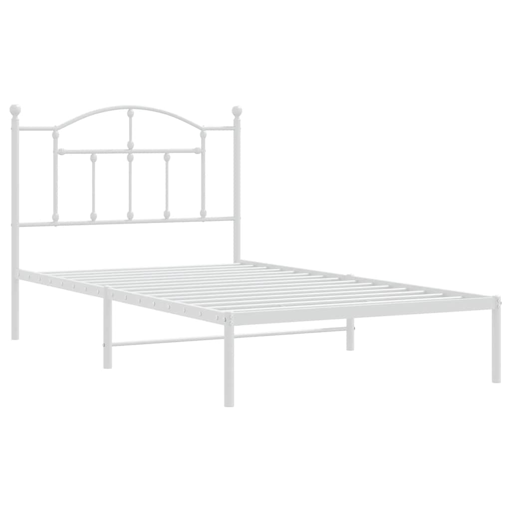 vidaXL Bedframe met hoofdbord metaal wit 100x190 cm afbeelding