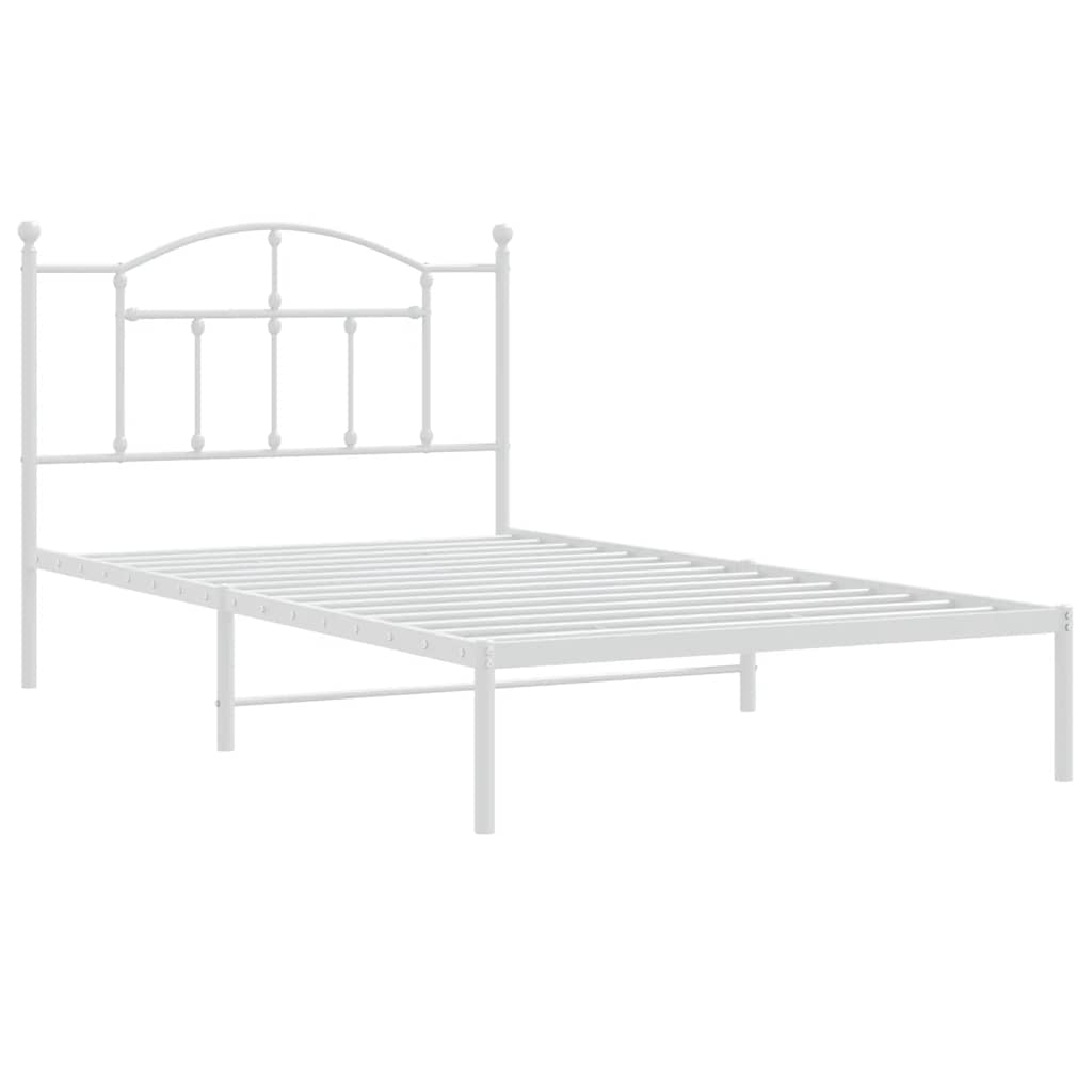 vidaXL Bedframe met hoofdbord metaal wit 100x200 cm afbeelding