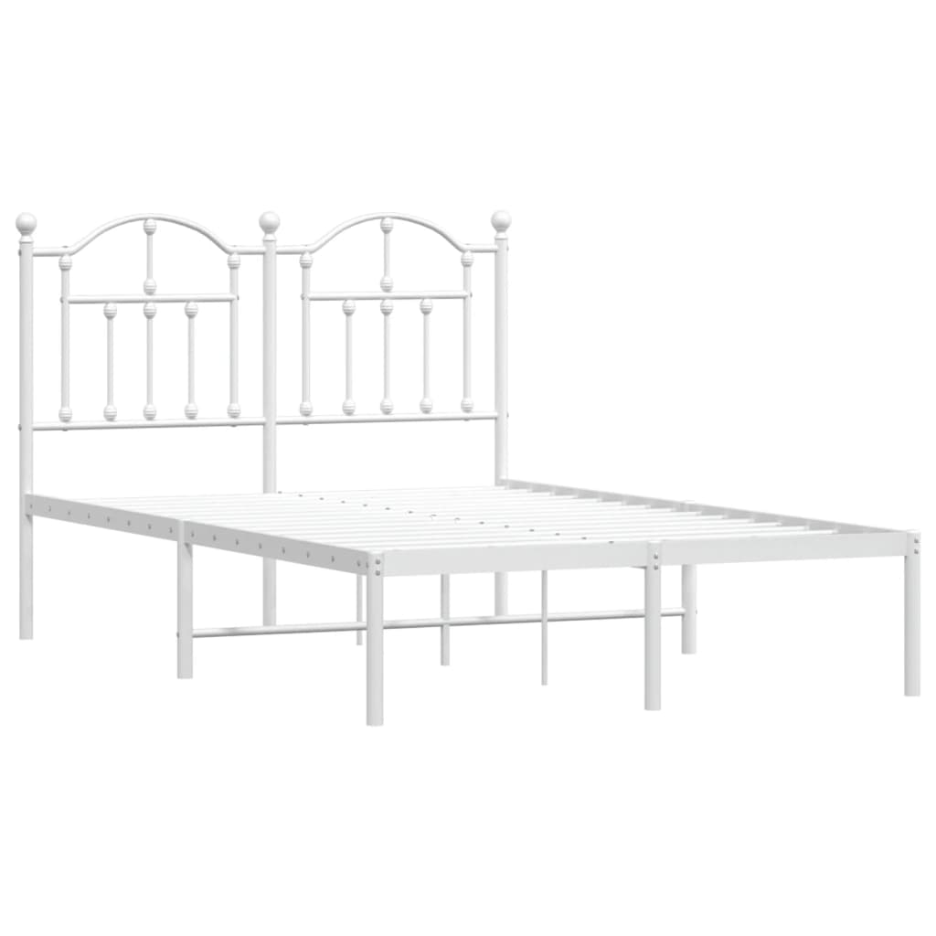 vidaXL Bedframe met hoofdbord metaal wit 120x190 cm afbeelding