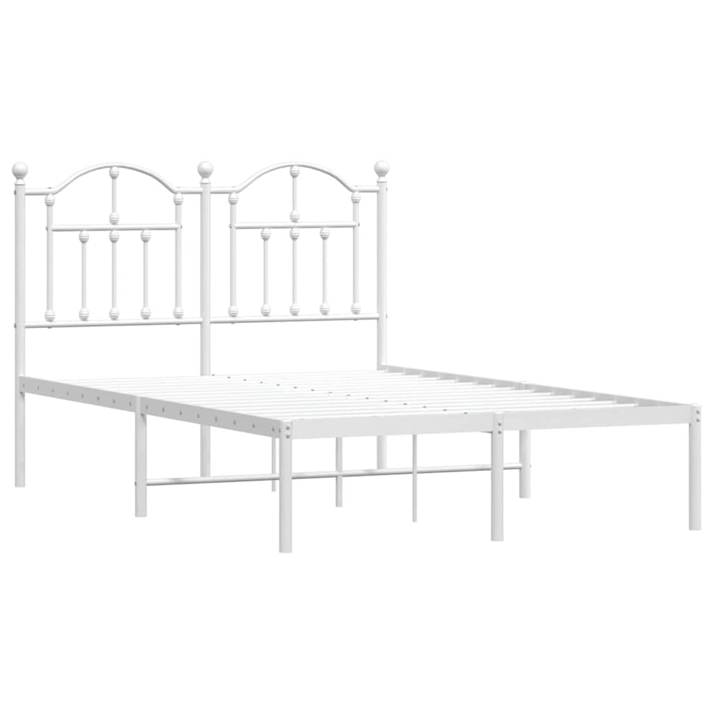 vidaXL Bedframe met hoofdbord metaal wit 120x200 cm, foto 2