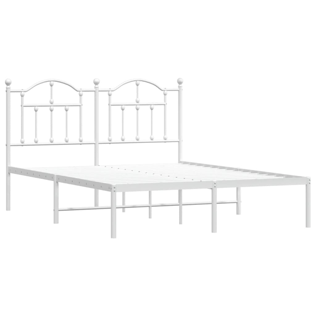 vidaXL Bedframe met hoofdbord metaal wit 140x200 cm afbeelding