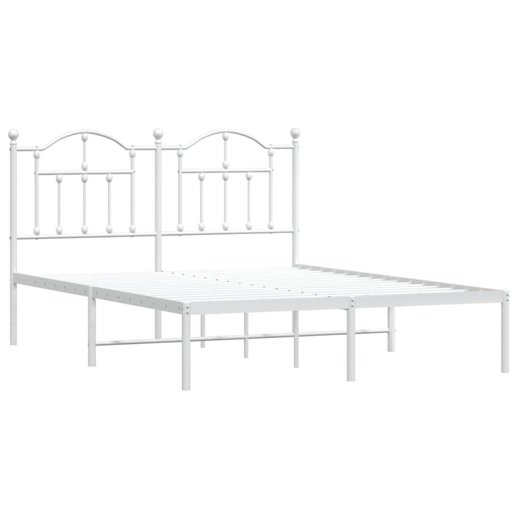 vidaXL Bedframe met hoofdbord metaal wit 150x200 cm, foto 4