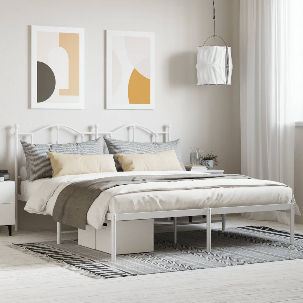 vidaXL Estrutura de cama com cabeceira 180x200 cm metal branco