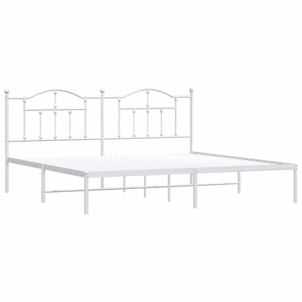 vidaXL Bedframe met hoofdbord metaal wit 193x203 cm afbeelding