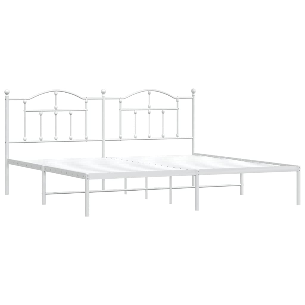 vidaXL Bedframe met hoofdbord metaal wit 200x200 cm afbeelding
