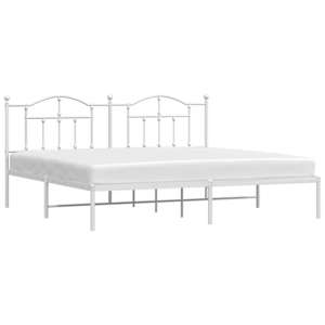 Kovový rám postele s čelem bílý 200 x 200 cm - obrázek 4