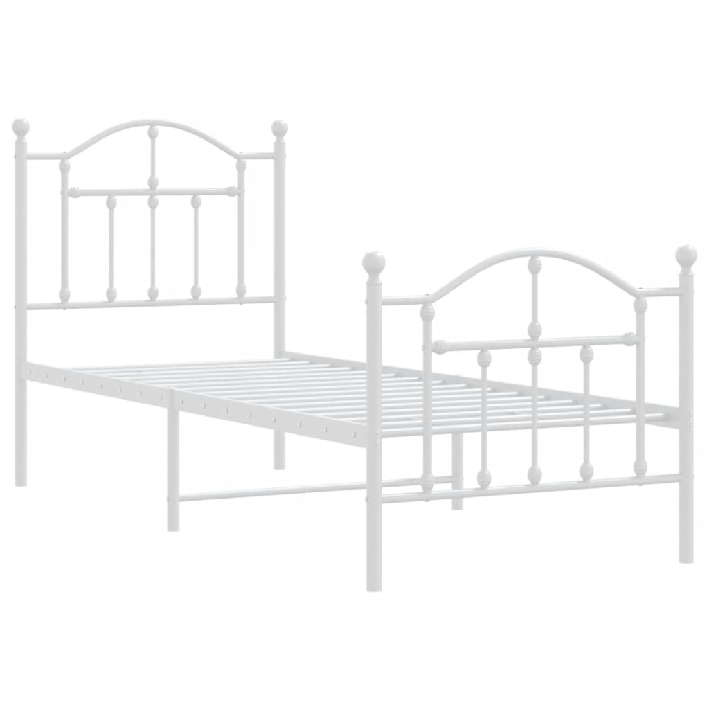 vidaXL Bedframe met hoofd- en voeteneinde metaal wit 75x190 cm, foto 2