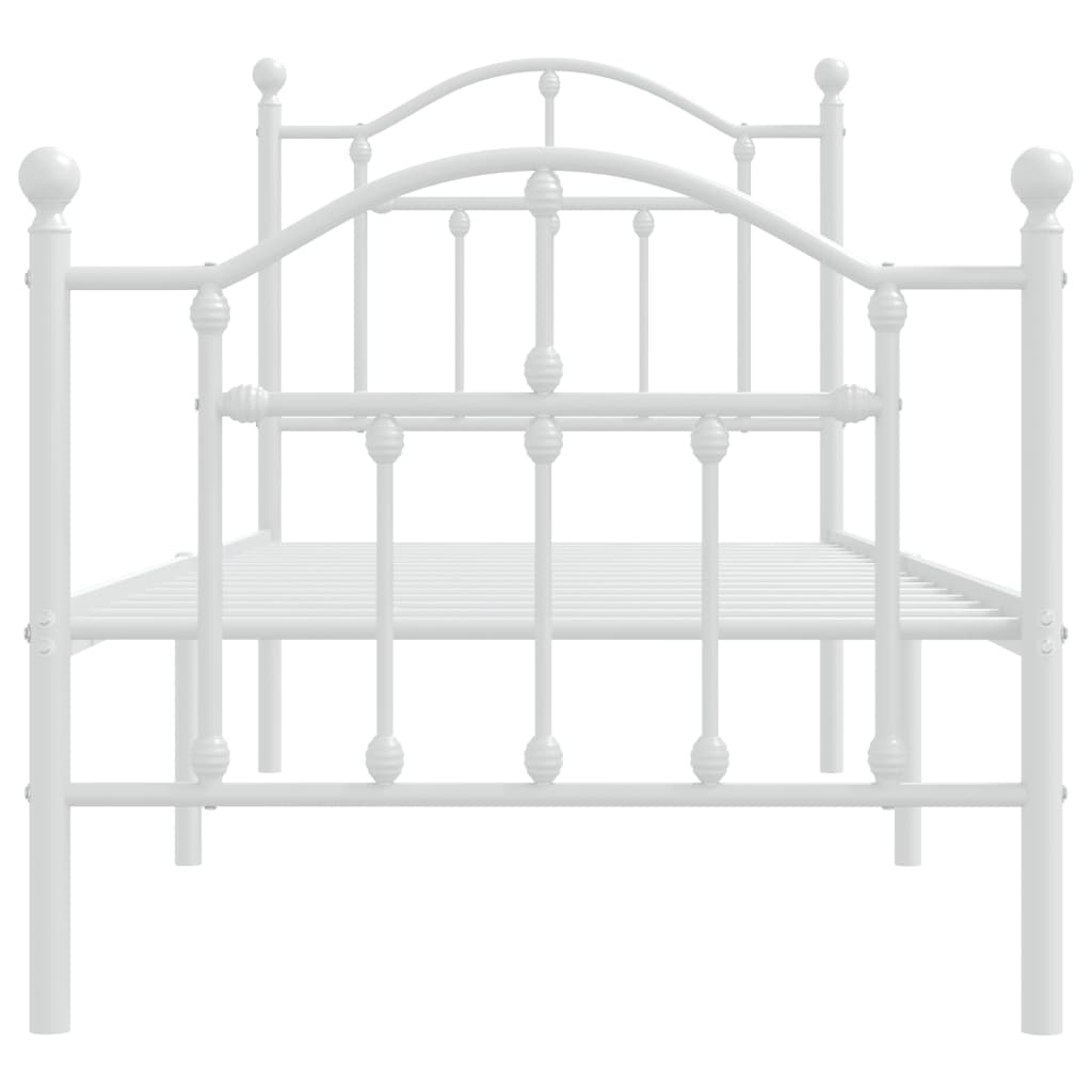vidaXL Bedframe met hoofd- en voeteneinde metaal wit 75x190 cm, foto 4