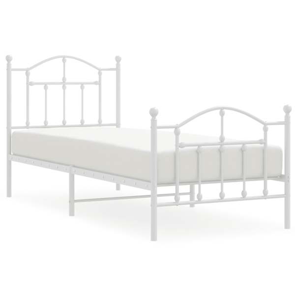 vidaXL metallist voodiraam peatsi ja jalutsiga, valge, 80 x 200 cm