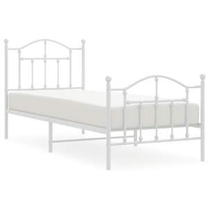 Kovový rám postele s hlavovým a nožním čelem bílý 80 x 200 cm - obrázek 2