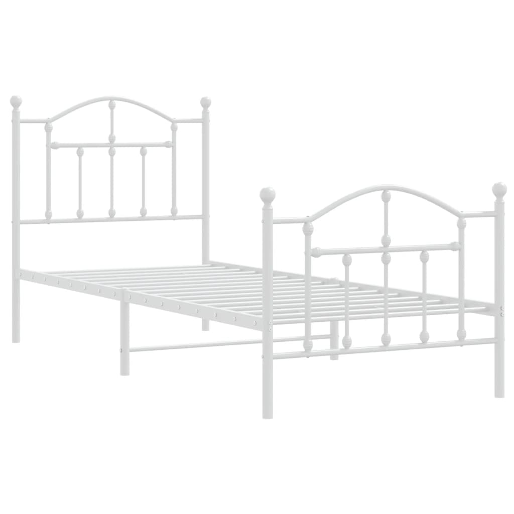 vidaXL Bedframe met hoofd- en voeteneinde metaal wit 80x200 cm, foto 2