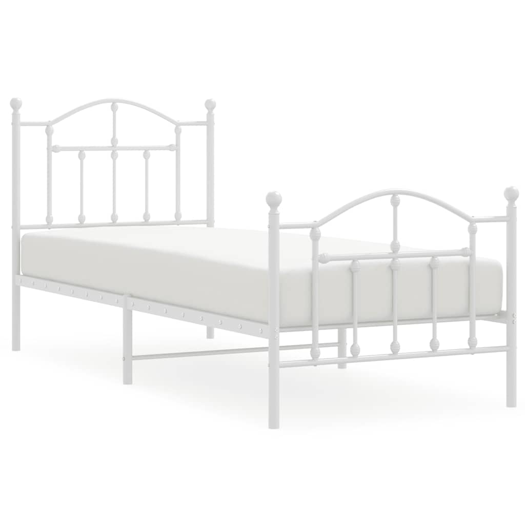 vidaXL Bedframe met hoofd- en voeteneinde metaal wit 90x200 cm, foto 3