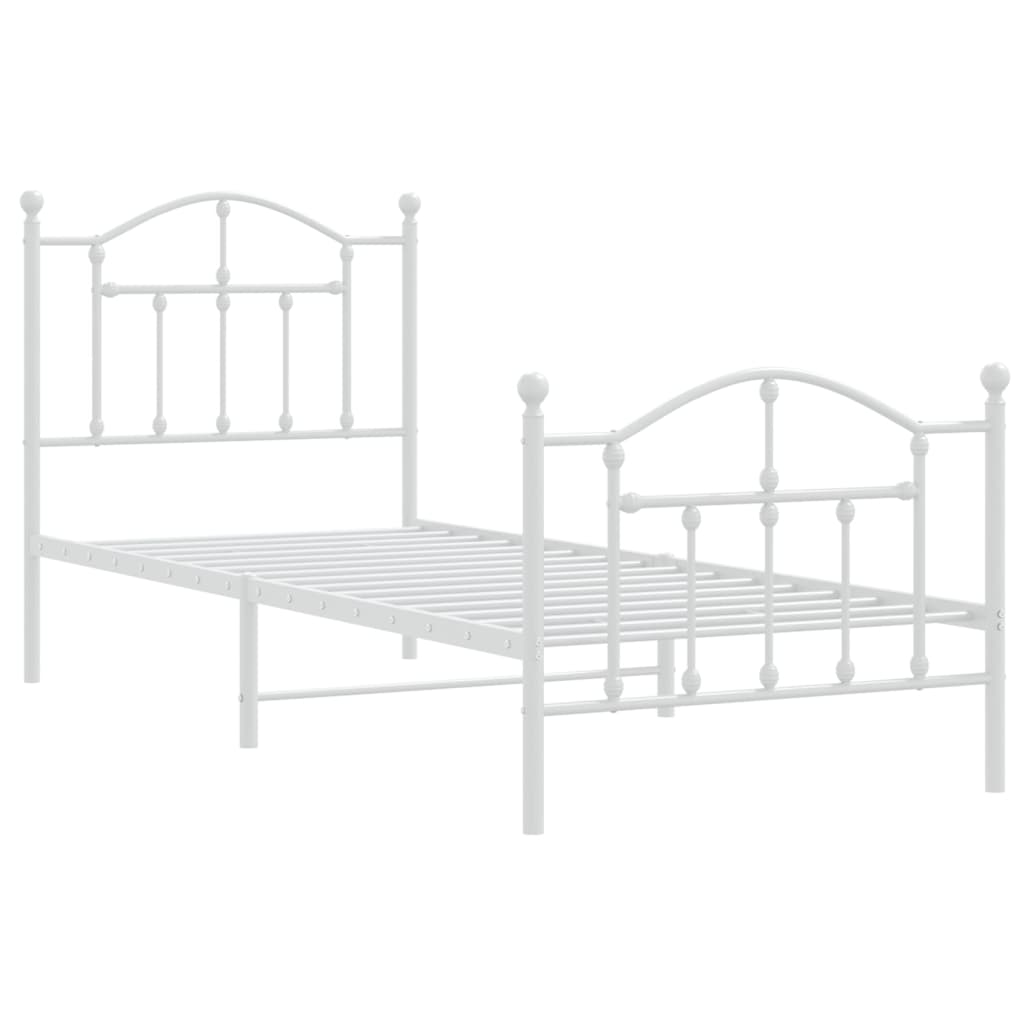 vidaXL Bedframe met hoofd- en voeteneinde metaal wit 90x200 cm afbeelding