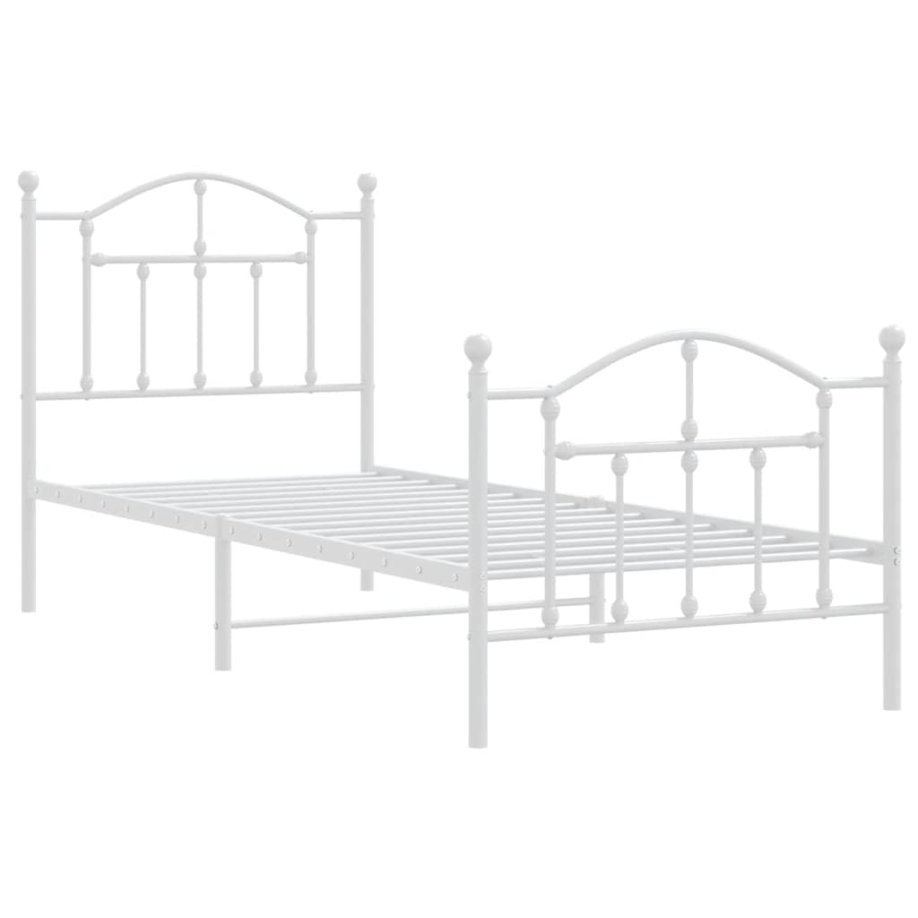 vidaXL Bedframe met hoofd- en voeteneinde metaal wit 90x200 cm, foto 2