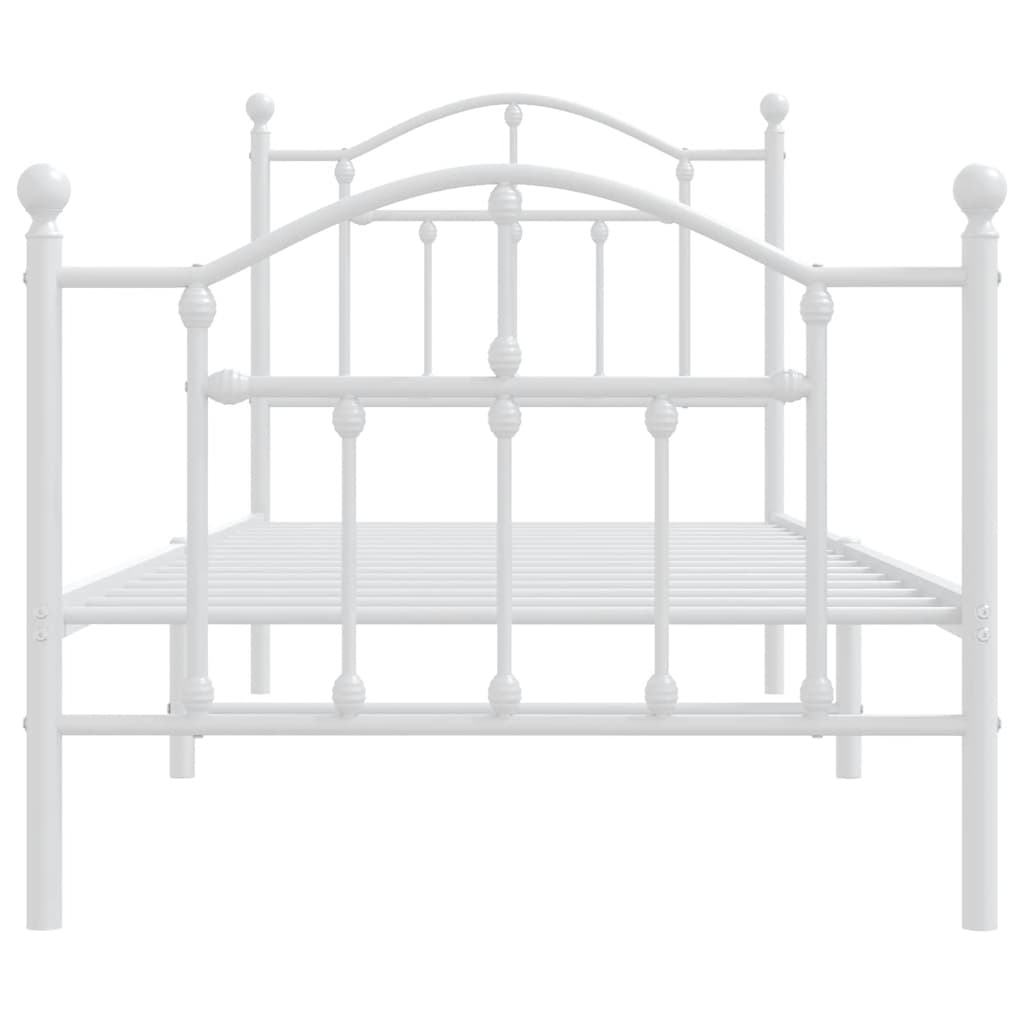 vidaXL Bedframe met hoofd- en voeteneinde metaal wit 90x200 cm, foto 4