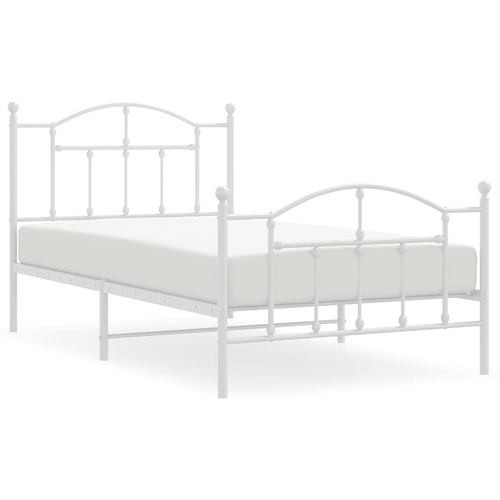 vidaXL Bedframe met hoofd- en voeteneinde metaal wit 100x190 cm, foto 3