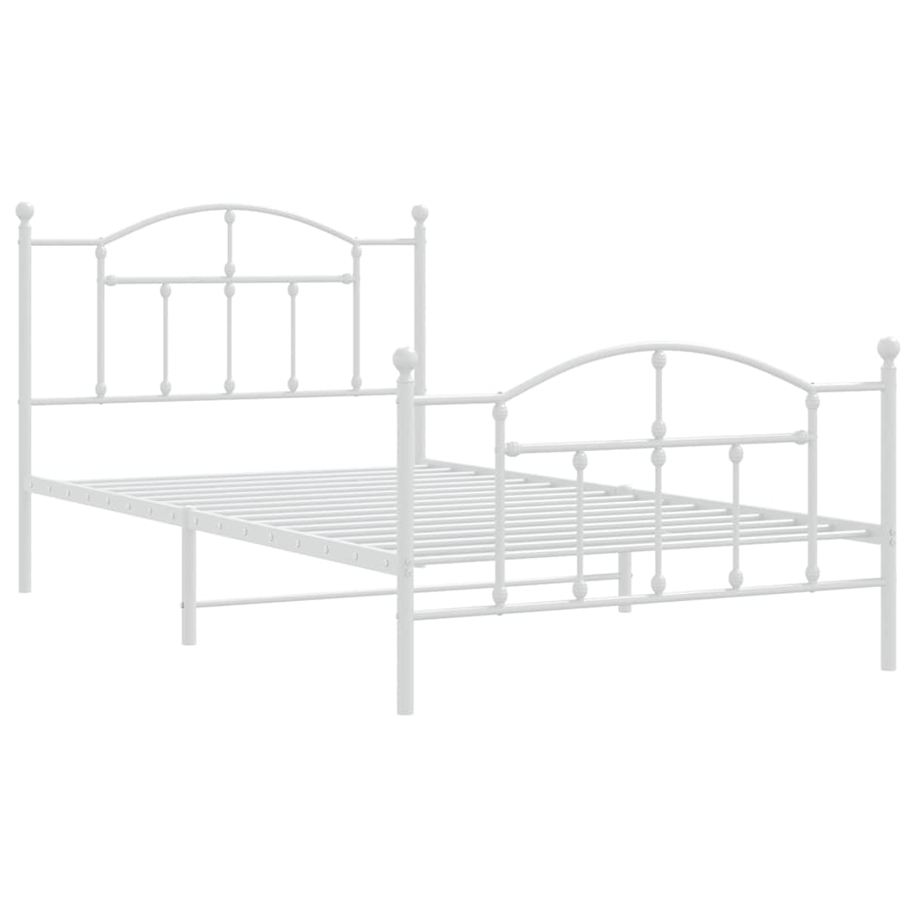 vidaXL Bedframe met hoofd- en voeteneinde metaal wit 100x200 cm, foto 4