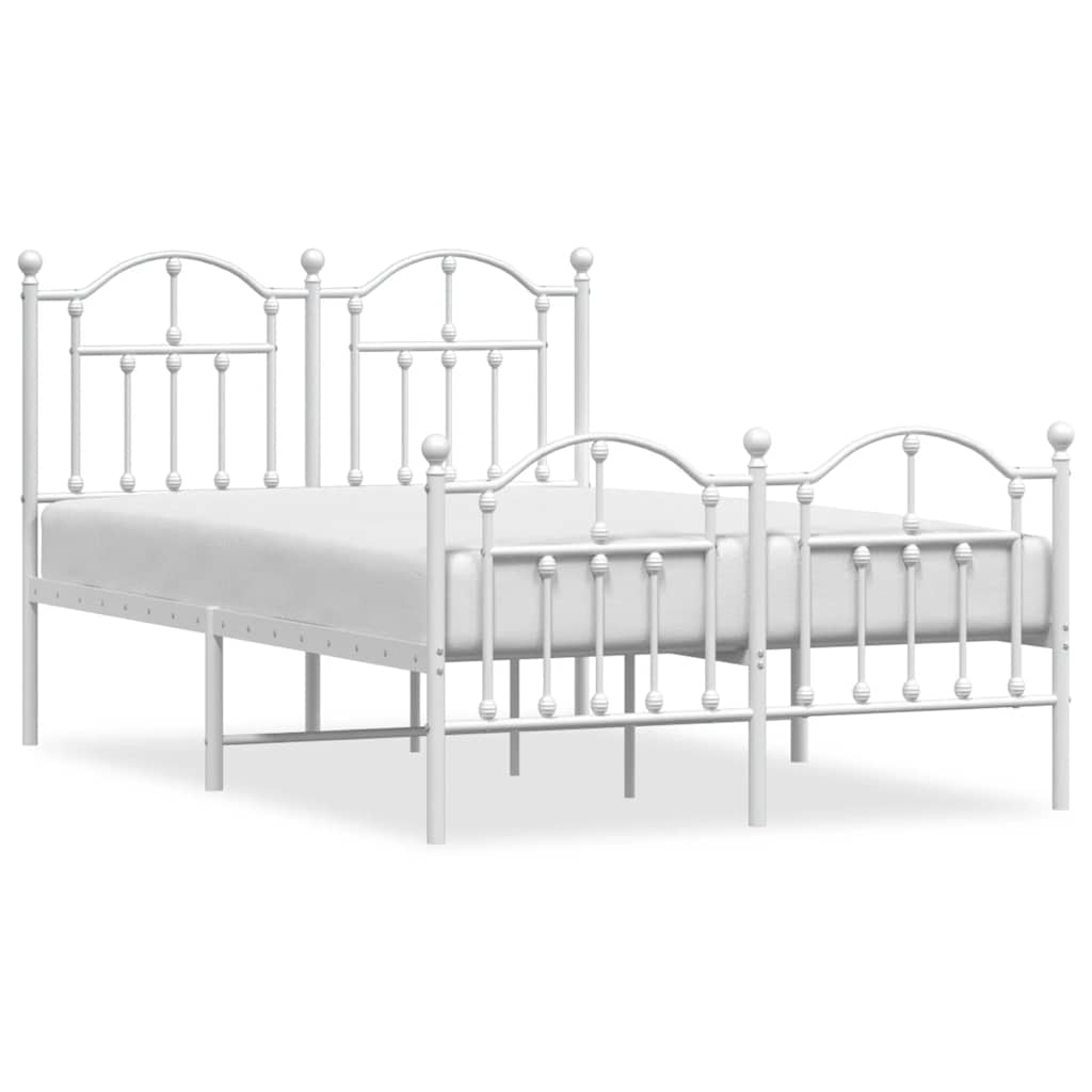 vidaXL Bedframe met hoofd- en voeteneinde metaal wit 120 x 190 cm, foto 3