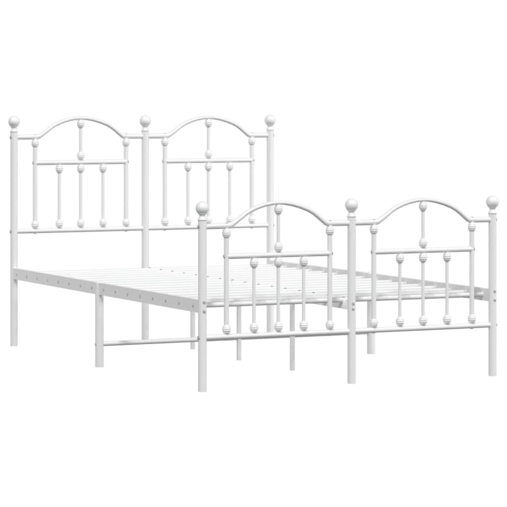 vidaXL Bedframe met hoofd- en voeteneinde metaal wit 120 x 190 cm afbeelding
