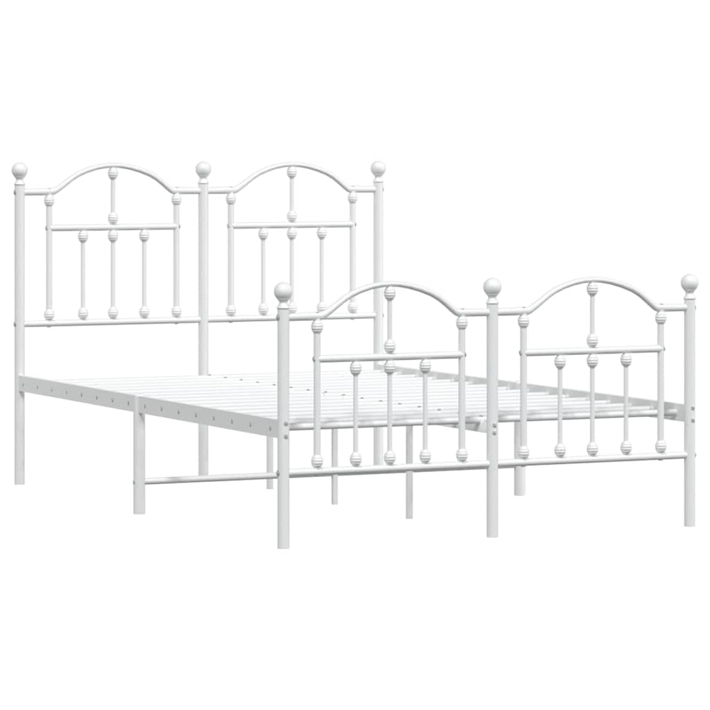 vidaXL Bedframe met hoofd- en voeteneinde metaal wit 120 x 190 cm, foto 2