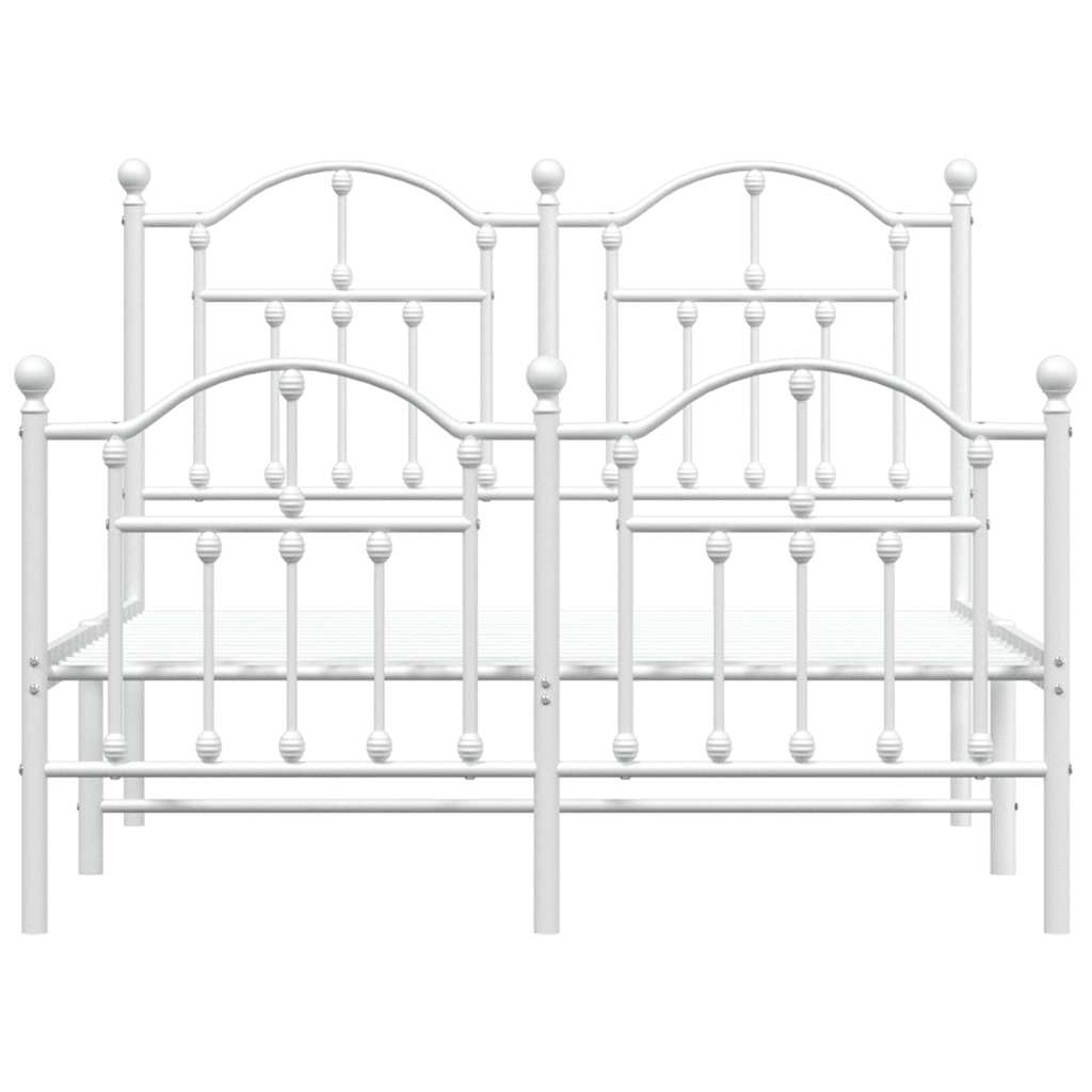 vidaXL Bedframe met hoofd- en voeteneinde metaal wit 120 x 190 cm, foto 4