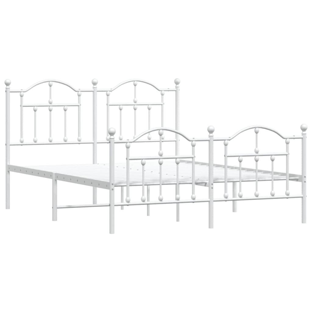 vidaXL Bedframe met hoofd- en voeteneinde metaal wit 140x190 cm afbeelding