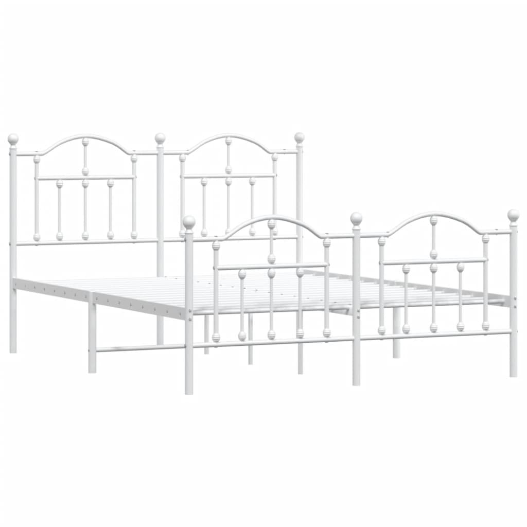 vidaXL Bedframe met hoofd- en voeteneinde metaal wit 140x200 cm afbeelding