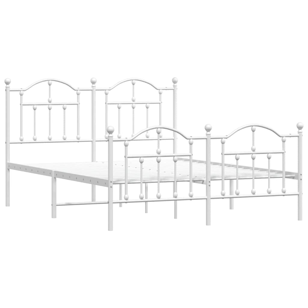 vidaXL Bedframe met hoofd- en voeteneinde metaal wit 150x200 cm afbeelding