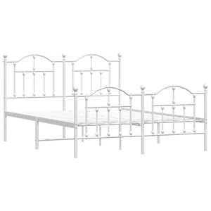 Kovový rám postele s hlavovým a nožním čelem bílý 150 x 200 cm - obrázek 3