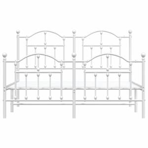 Kovový rám postele s hlavovým a nožním čelem bílý 150 x 200 cm - obrázek 6