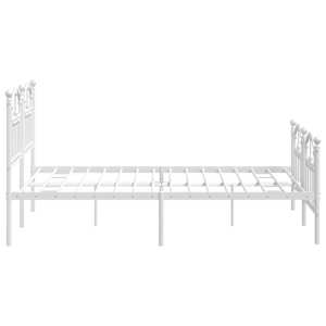 Kovový rám postele s hlavovým a nožním čelem bílý 150 x 200 cm - obrázek 7