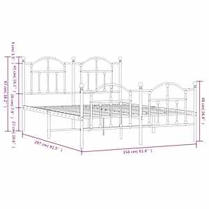 Kovový rám postele s hlavovým a nožním čelem bílý 150 x 200 cm - obrázek 10