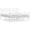vidaXL metallist voodiraam peatsi ja jalutsiga, valge, 183x213 cm