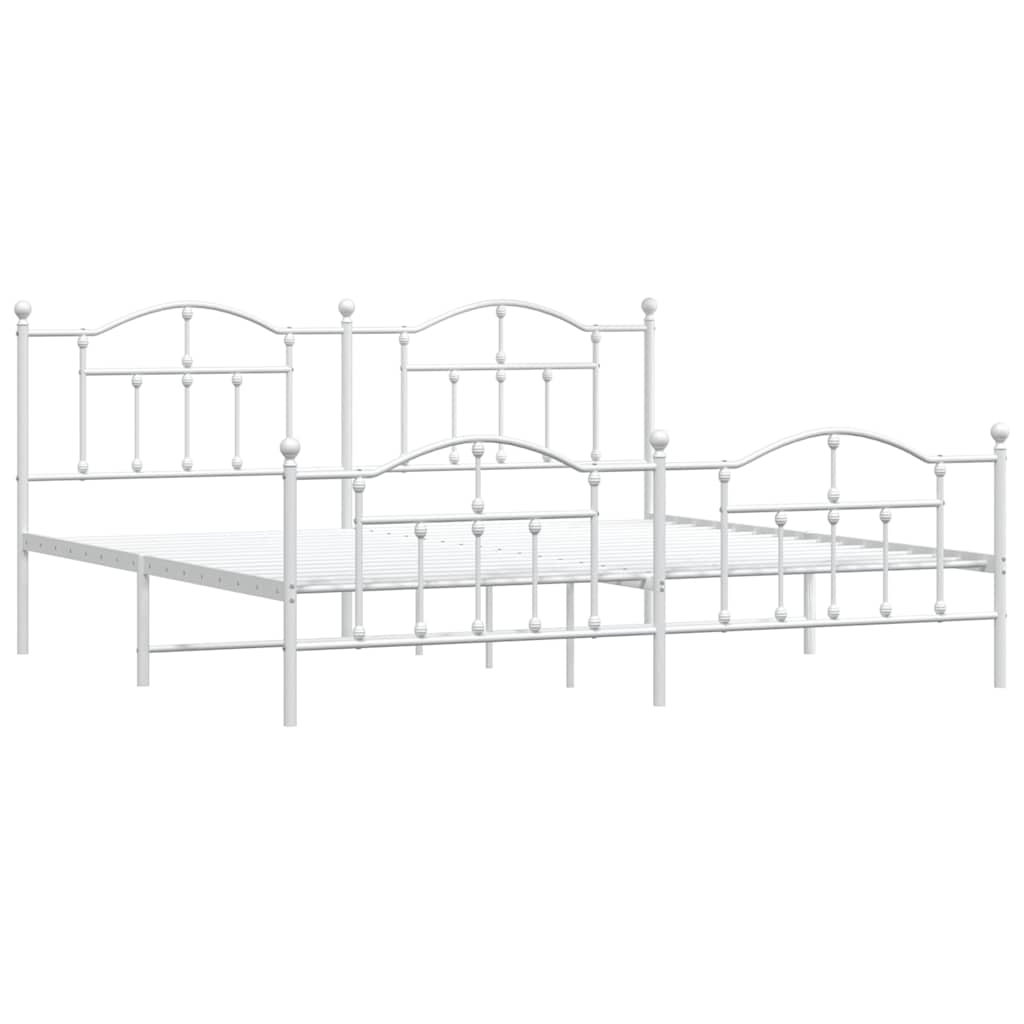 vidaXL Bedframe met hoofd- en voeteneinde metaal wit 193x203 cm, foto 4