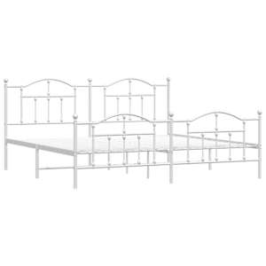 Kovový rám postele s hlavovým a nožním čelem bílý 200 x 200 cm - obrázek 3