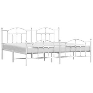 Kovový rám postele s hlavovým a nožním čelem bílý 200 x 200 cm - obrázek 4