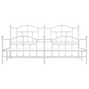 Kovový rám postele s hlavovým a nožním čelem bílý 200 x 200 cm - obrázek 5
