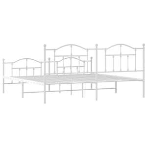 Kovový rám postele s hlavovým a nožním čelem bílý 200 x 200 cm - obrázek 7