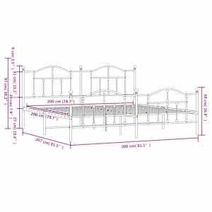 Kovový rám postele s hlavovým a nožním čelem bílý 200 x 200 cm - obrázek 9