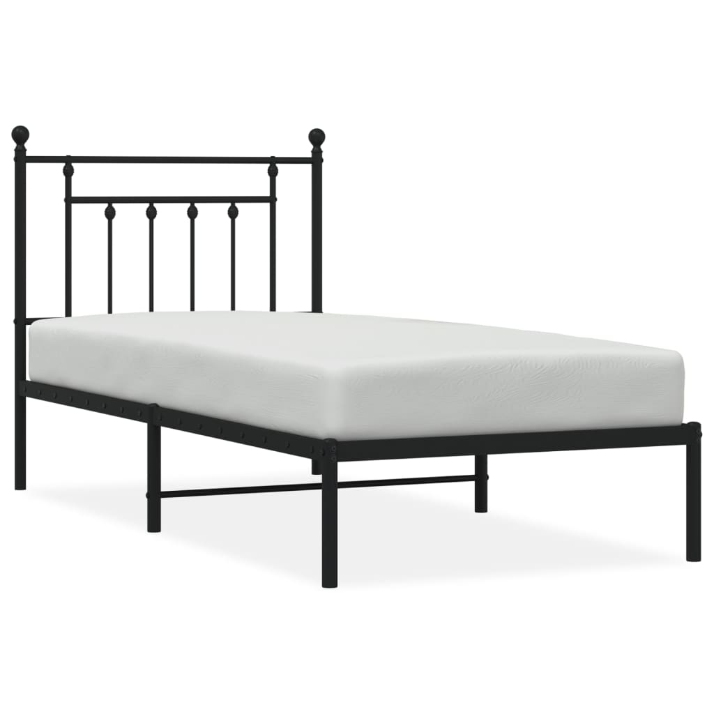 vidaXL Kovový rám postele s čelem černý 80 x 200 cm