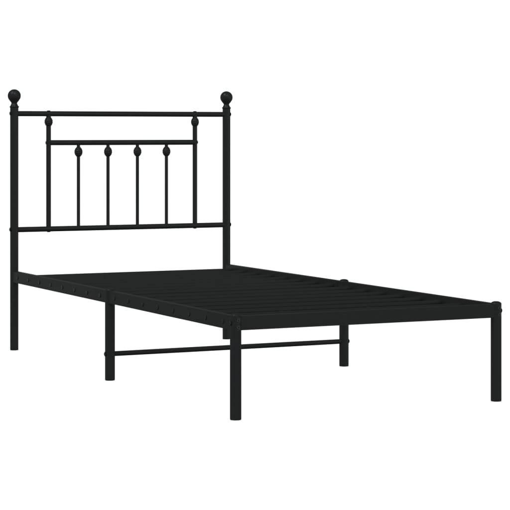 vidaXL Bedframe met hoofdbord metaal zwart 90x200 cm afbeelding