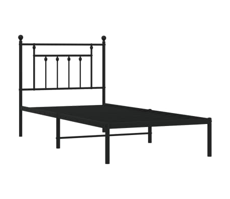 vidaXL Cadre de lit m&eacute;tal sans matelas avec t&ecirc;te de lit noir 90x200 cm
