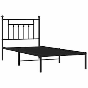 vidaXL Cadre de lit m&eacute;tal sans matelas avec t&ecirc;te de lit noir 90x200 cm