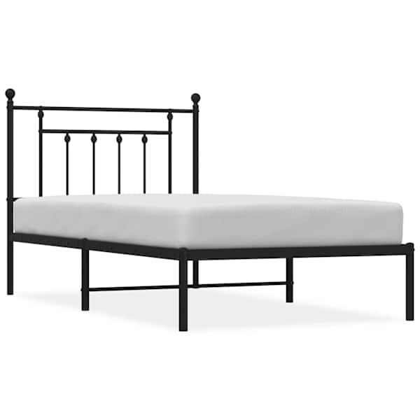 vidaXL metallist voodiraam peatsiga, must, 100x190 cm