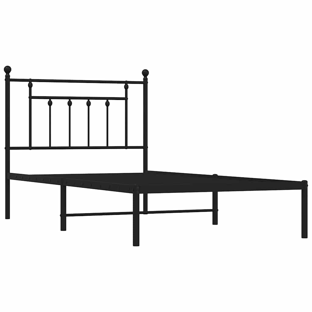 vidaXL Bedframe met hoofdbord metaal zwart 100x190 cm afbeelding